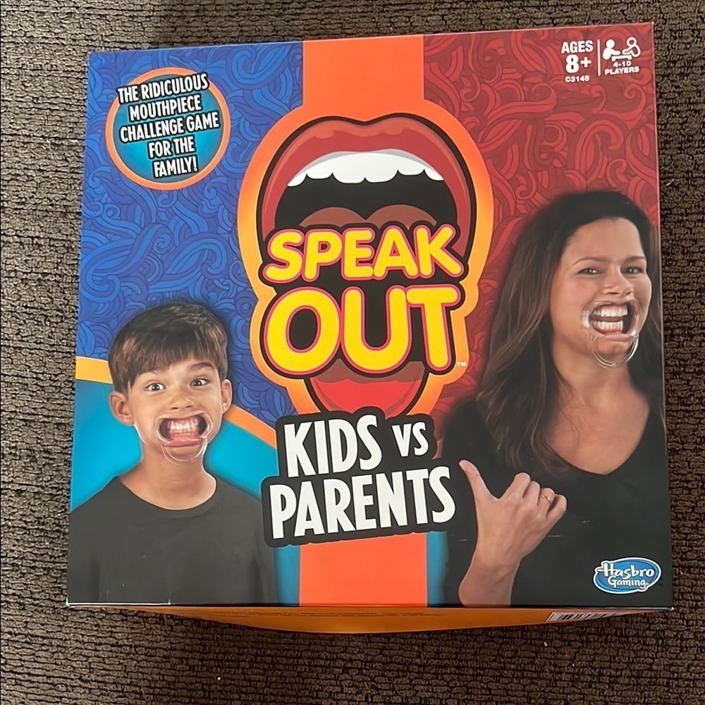 Hasbro Speak Out Kids Vs Parents Family Mouthpiece Game Complete